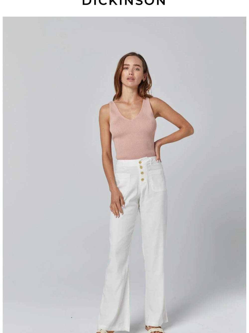 Alp N Rock Phoebe Flare Leg Pants in ivory Linen Blend Button-Front Pants Large